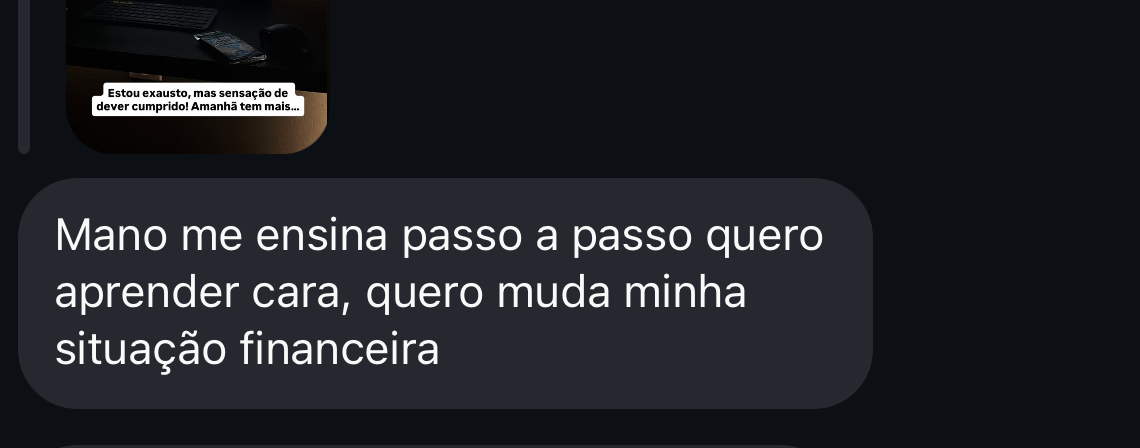 Print de mensagem real pedindo pra aprender