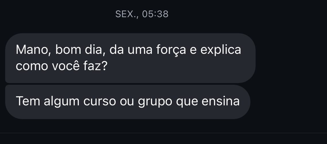 Print de mensagem real pedindo pra aprender