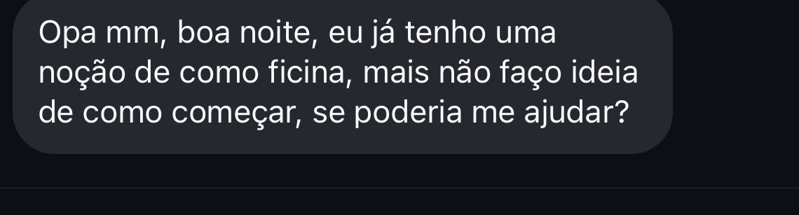 Print de mensagem real pedindo pra aprender