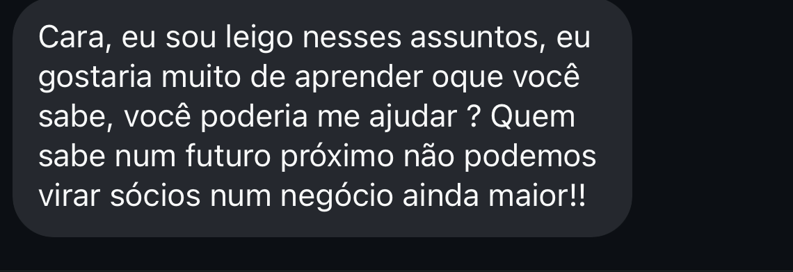 Print de mensagem real pedindo pra aprender