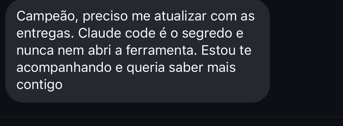 Print de mensagem real pedindo pra aprender
